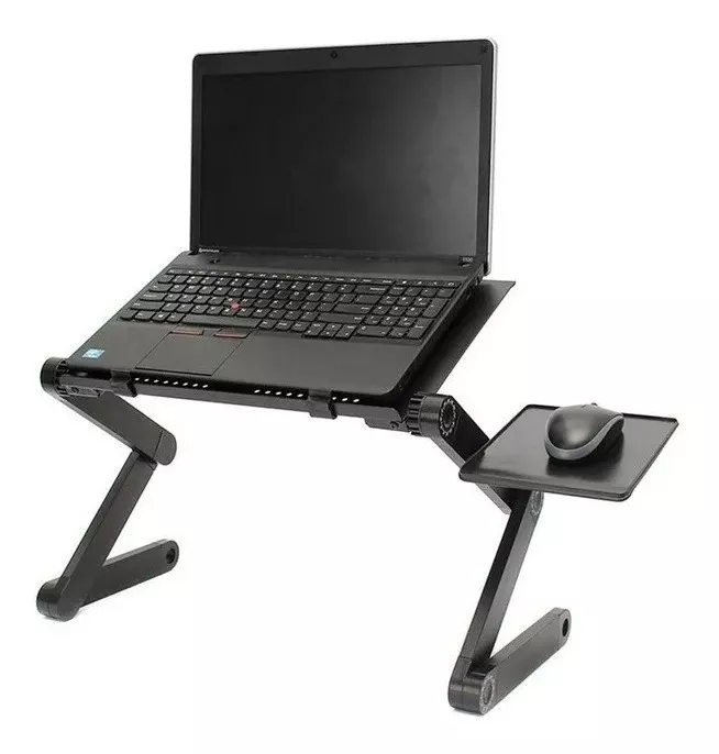 Mesa Ajustable Portátil Multiuso Laptop Table T8 Ventilación Color Negro