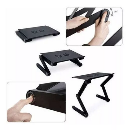 Mesa Ajustable Portátil Multiuso Laptop Table T8 Ventilación Color Negro