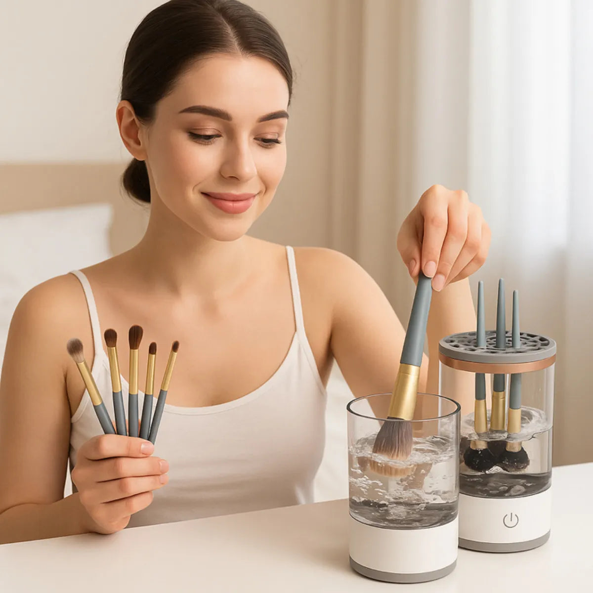 Limpiador Brochas Maquillaje Automatica